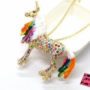 NEW Betsey Johnson Colorful Unicorn Necklace Pendant Chain